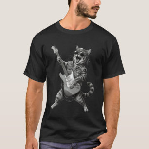 Katze spielt Gitarre Rock & Roll Katzen Rocker Mus T-Shirt