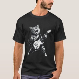 Katze spielt Gitarre Rock & Roll Star Kätzchen Hea T-Shirt