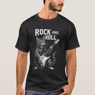 Katze spielt Gitarre Rock und Roll lustiger Musikl T-Shirt
