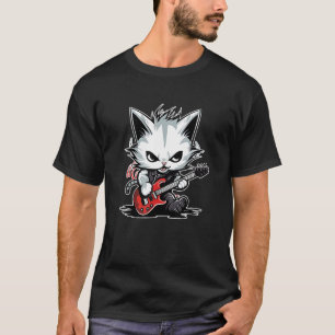 Katze spielt Gitarre Rockkatze Heavy Metal Musik T-Shirt