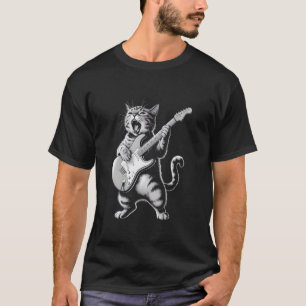 Katze spielt Gitarre Rockstar Musik Lustig Männer T-Shirt