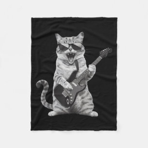 Katze spielt Gitarre Rockstar Rock And Roll Männer Fleecedecke
