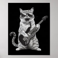 Katze spielt Gitarre Rockstar Rock And Roll Männer