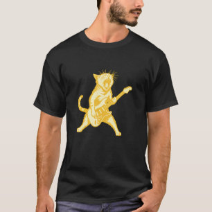 Katze spielt Gitarre Rockstar Rock and Roll Männer T-Shirt