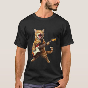 Katze spielt Gitarre Rockstar Rock und Roll für Mä T-Shirt