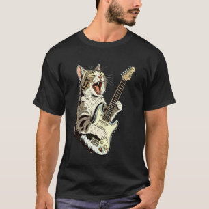 Katze spielt Gitarre Star Rock and Roll Männer Fra T-Shirt