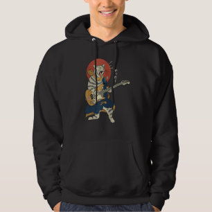 Katze spielt Gitarre Ukiyo E Samurai japanischer K Hoodie