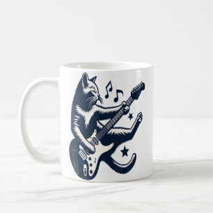 Katze spielt Gitarre Vintage Rockmusik Kaffeetasse