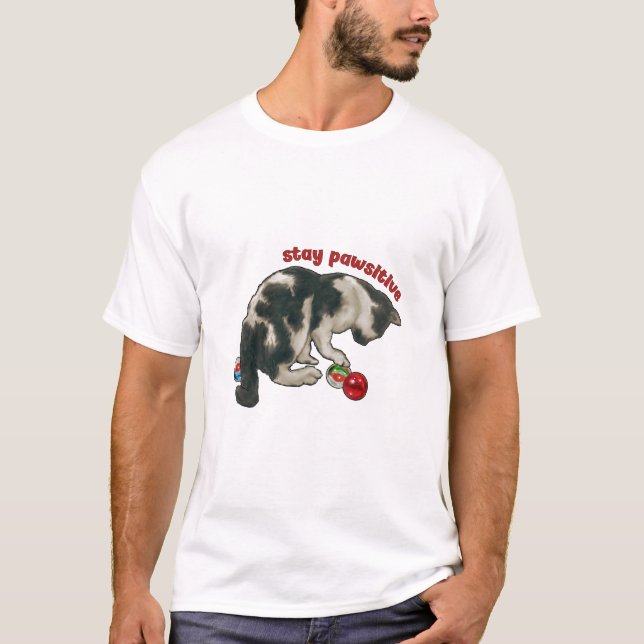 Katze spielt mit MURMELN, Bleib Pfotig, Wortspiel T-Shirt (Vorderseite)