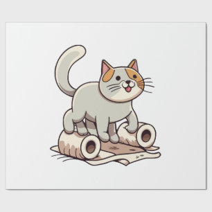 Katze spielt mit Toilettenpapier Geschenkpapier