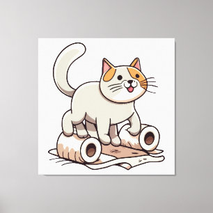 Katze spielt mit Toilettenpapier Leinwanddruck