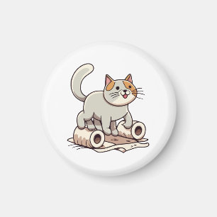 Katze spielt mit Toilettenpapier Magnet