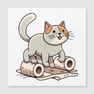 Katze spielt mit Toilettenpapier Magnetkarte