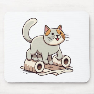 Katze spielt mit Toilettenpapier Mousepad
