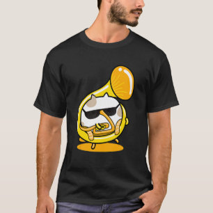 Katze spielt Musikinstrument Französischhorn T-Shirt