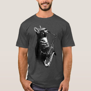 Katze spielt Saophon Lustige Katze Jazz Sa Musik S T-Shirt