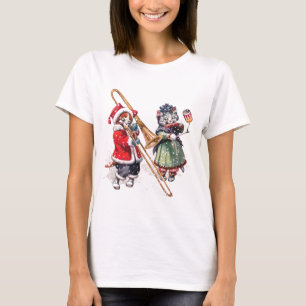 Katze spielt Trombone im Schnee T-Shirt