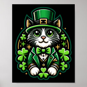 Katze St. Patricks Tag Shamrock Für Männer Frauen Poster