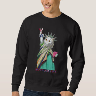 Katze Statue Of Liberty Frohen Tag der Arbeit Kat Sweatshirt