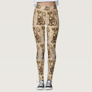 Katze Steampunk Vintage Retro Stil Maschine  Leggings