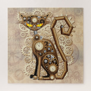 Katze Steampunk Vintage Retro Stil Maschine Puzzle