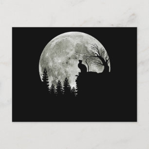 Katze Stehend auf Mondschein Halloween Postkarte