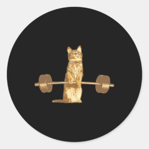 Katze Stemmeisen Miauen Gewichtheben Bodybuilding  Runder Aufkleber