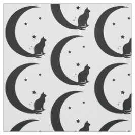 Katze, Sterne und Mond Stoff