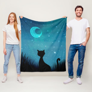 Katze Sternennacht Fleecedecke
