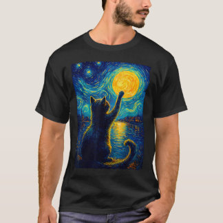 Katze Sternennacht Van Gogh Für Katzenliebhaber Ka T-Shirt