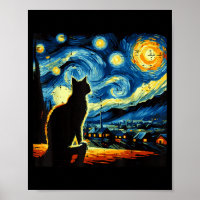 Katze Sternennacht Van Gogh Kätzchen Malerei Kunst