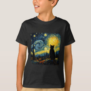 Katze Sternennacht Van Gogh Katze für Katzenliebha T-Shirt