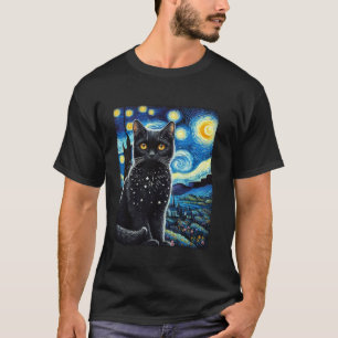 Katze Sternennacht van gogh Katze für Katzenliebha T-Shirt