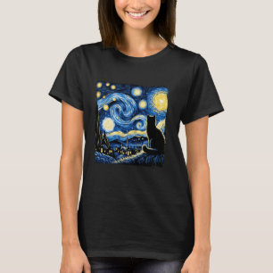 Katze Sternennacht Van Gogh Katze für Katzenliebha T-Shirt