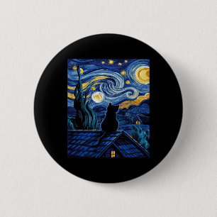 Katze Sternennacht Van Gogh Katzen Kunstliebhaber Button