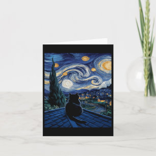 Katze Sternennacht Van Gogh Katzenliebhaber Lustig Karte