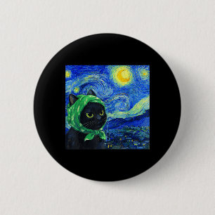 Katze Sternennacht Van Gogh Spaß für Katzenliebhab Button