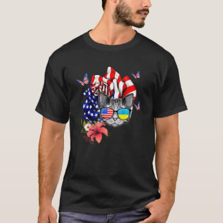 Katze stolz und Rose amerikanische Flagge 4. Juli T-Shirt