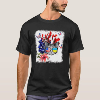 Katze stolz und Rose amerikanische Flagge 4. Juli  T-Shirt