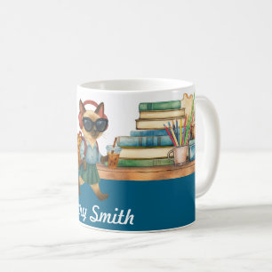 Katze Student Back to School  Kopfhörer Bubble Tea Kaffeetasse