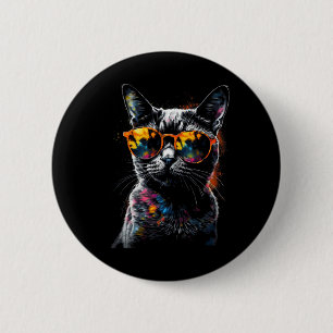 Katze Sungles - Haustier Kunst Katze  Button