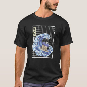 Katze surft auf japanischen Wellen Japan Ästhetik T-Shirt