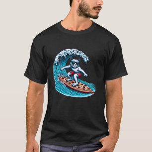 Katze surft auf Pizza Lustiges Grafik für Katze un T-Shirt