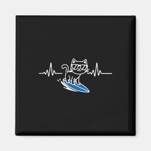Katze Surft Lustiger Surfer Surfbrett Surfen Magnet