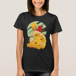 Katze surft Pizza im coolen Samurai-Stil T-Shirt