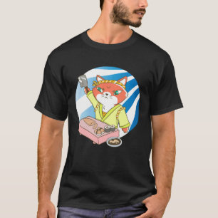 Katze Sushi Fisch China T-Shirt