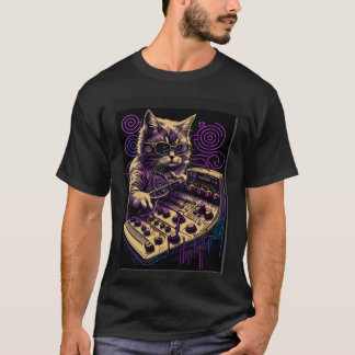 Katze Synthesizer Analoger Synth Vintage Studio Eq T-Shirt