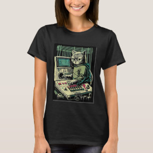 Katze Synthesizer Analoger Synth Vintage Studioger T-Shirt