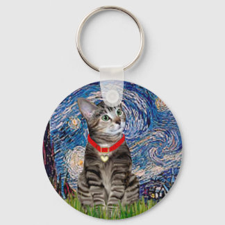 KATZE (Tabby2) - Sternennacht Schlüsselanhänger