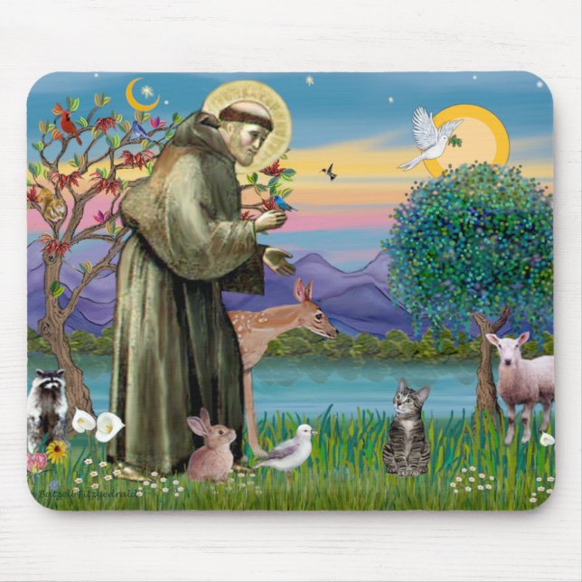 Katze (Tabby 2) - Heiliger Franziskus Mousepad (Vorne)